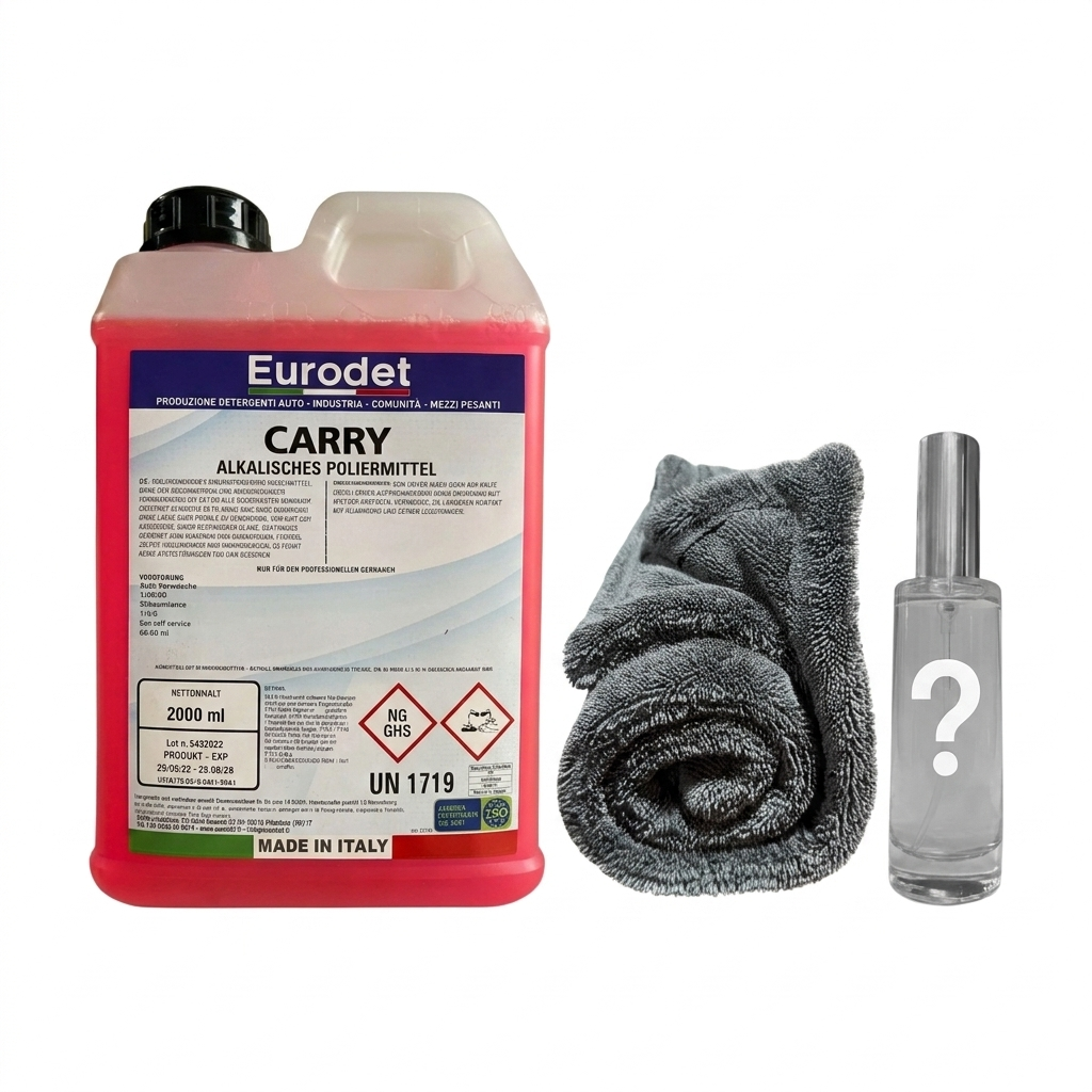 Autowäsche Starter Set: Eurodet Autoshampoo Carry 2000ml + Double Twisted Loop Trocknungstuch + Autoduft 30ml