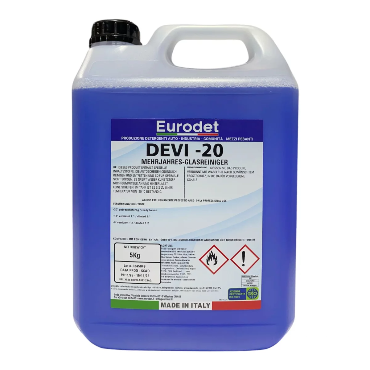 Eurodet DEVI -20 Scheibenfrostschutz 5kg Konzentrat winterfest minus 20 Grad