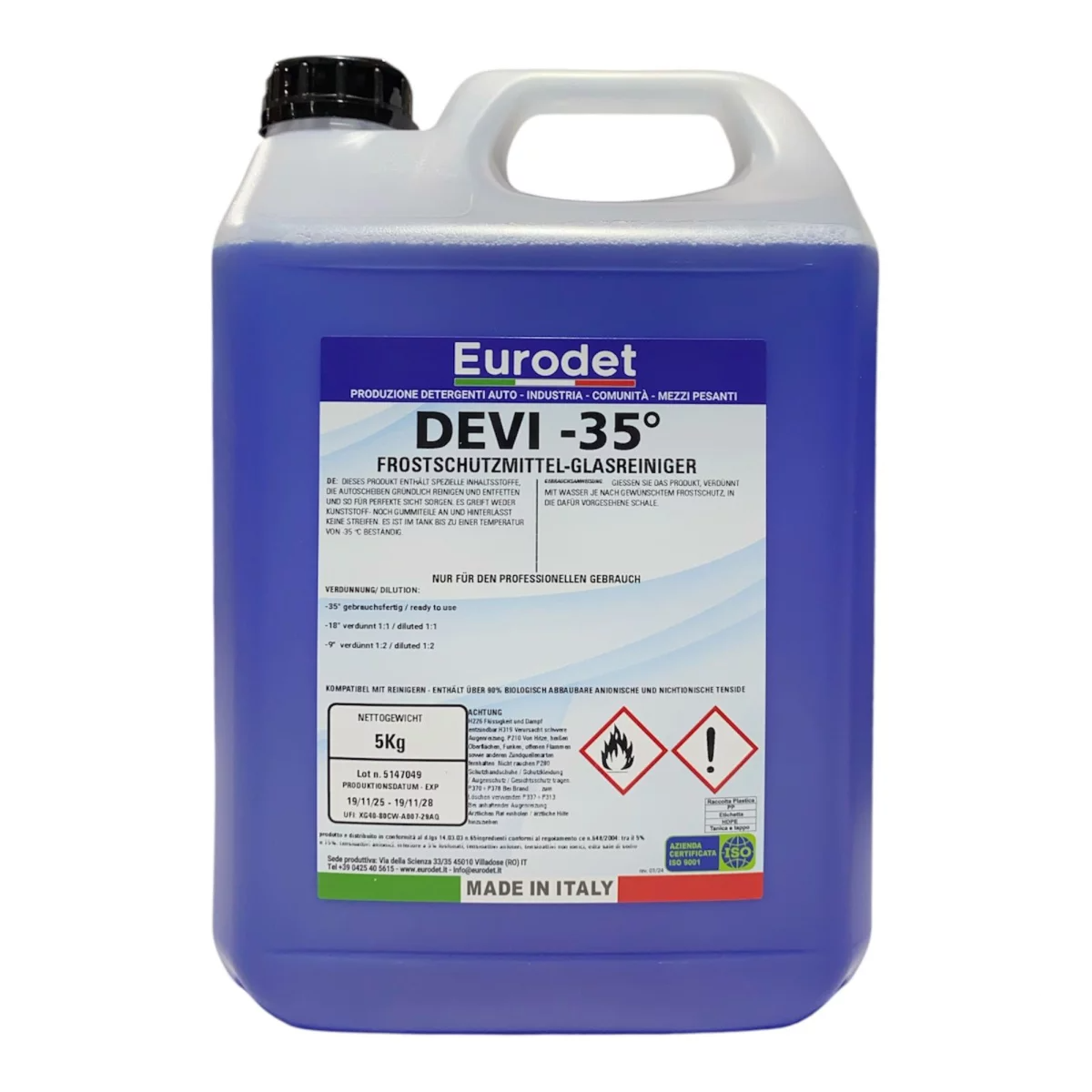 Eurodet DEVI -35 Scheibenfrostschutz 5kg Konzentrat winterfest minus 35 Grad