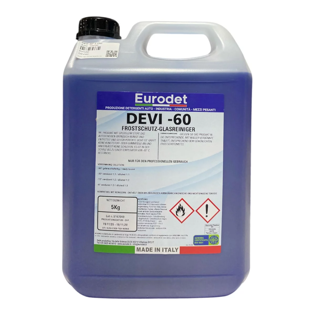 Eurodet DEVI -60 Scheibenfrostschutz 5kg Konzentrat winterfest minus 60 Grad